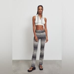 Urban Outfitters Toni Flare Black White Dot High Waist Skinny Pants 10 nwt new